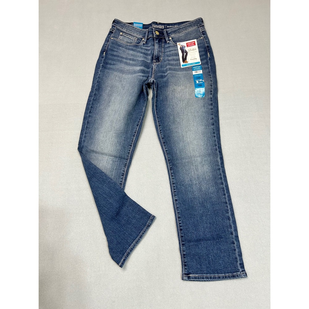 Signature Levi Strauss Modern Slim Jeans Blue 10S Stretch Denim Mid Rise Casual
